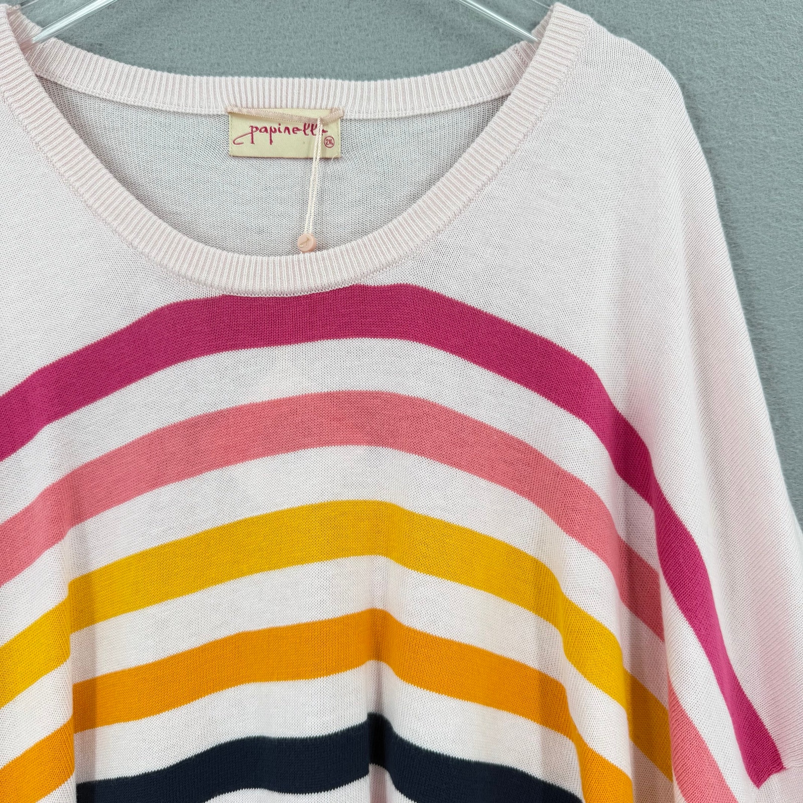 Papinelle New Pink Multicolor Striped Knit Feminine Preppy Loungewear Sweater — image 6 of 8